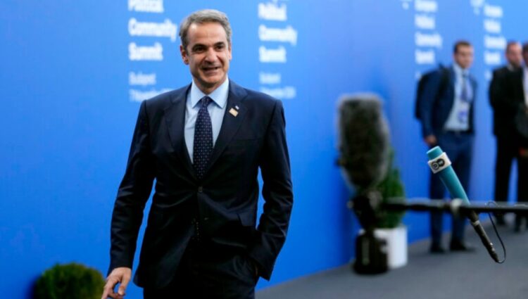 Greece's Prime Minister Kyriakos Mitsotakis arrives for the European Political Community (EPC) Summit at the Puskas Arena in Budapest, Hungary, Thursday, Nov. 7, 2024. (AP Photo/Petr Josek)